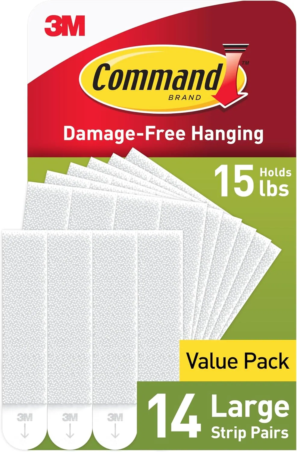 Command 15 lb Large Picture Hanging Strips 14 Pairs (28 Strips), Damage-Free Hanging Picture Hangers, No Tools Wall Hanger for Home Decor, White Adhesive